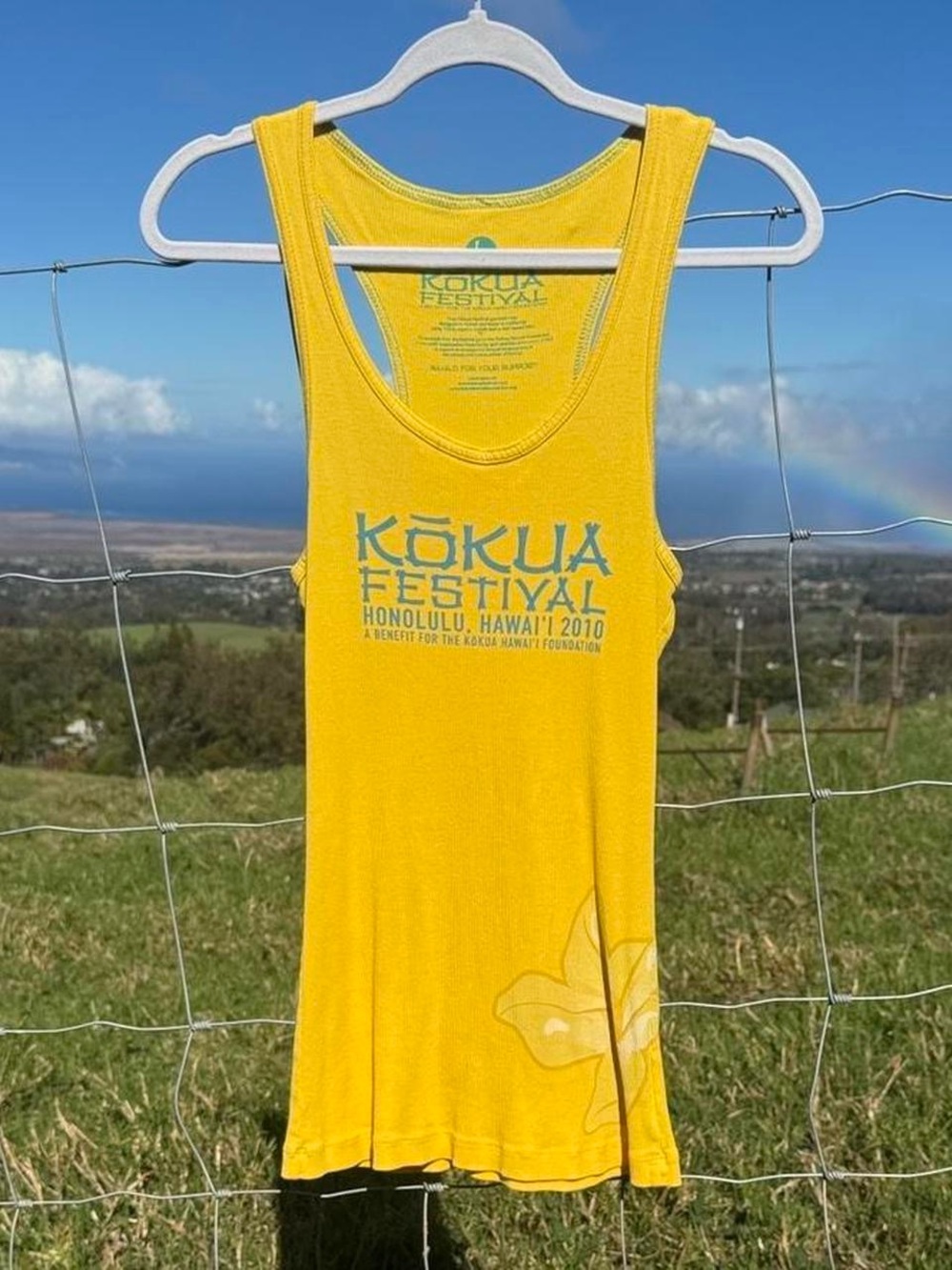 Kokua Festival Hawaii 2010 Y2K Yellow Ribbed Tank top large